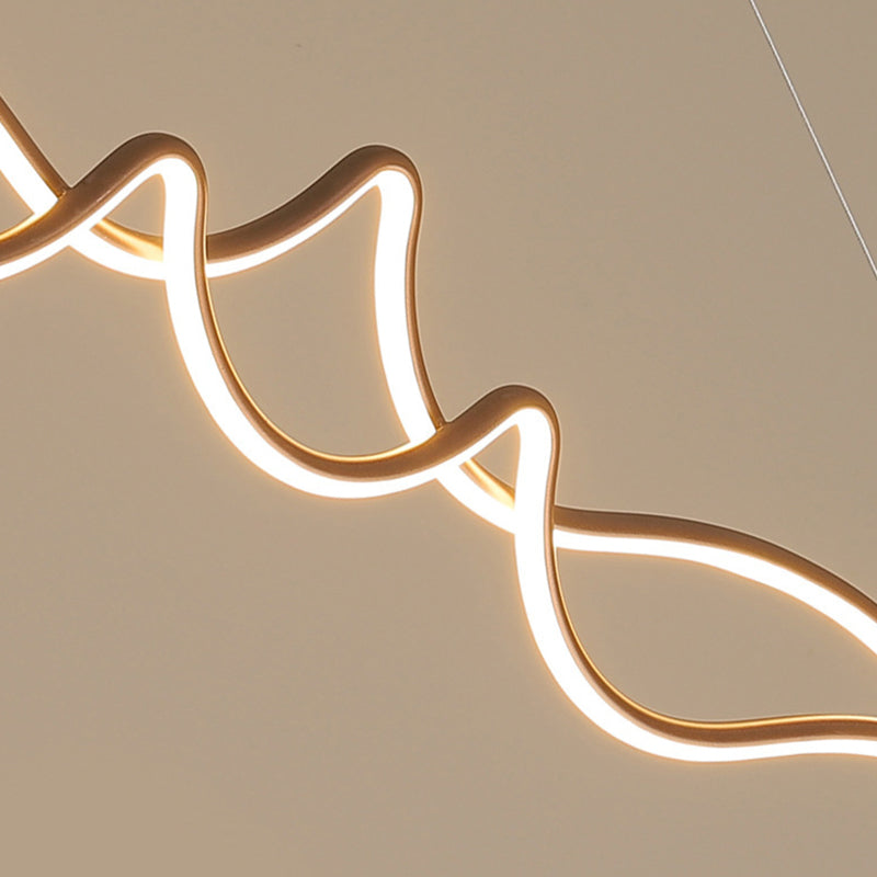 Nordic Aluminum Island Light Linear 2 Lights LED Island Pendant for Dining Room