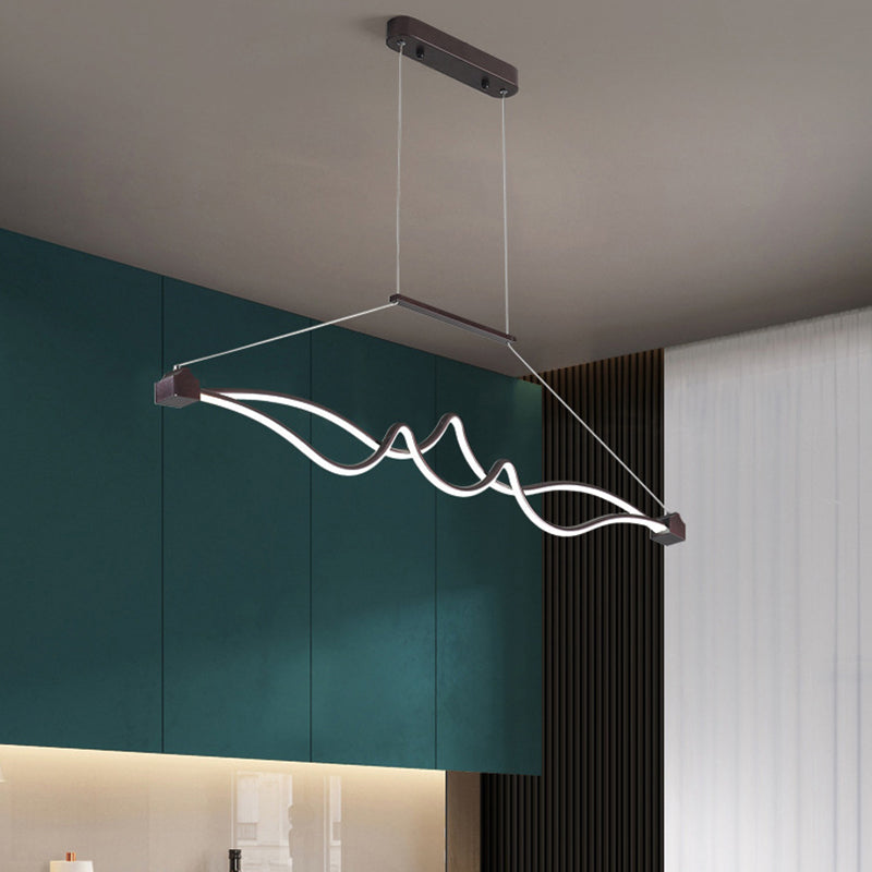 Nordic Aluminum Island Light Linear 2 Lights LED Island Pendant for Dining Room