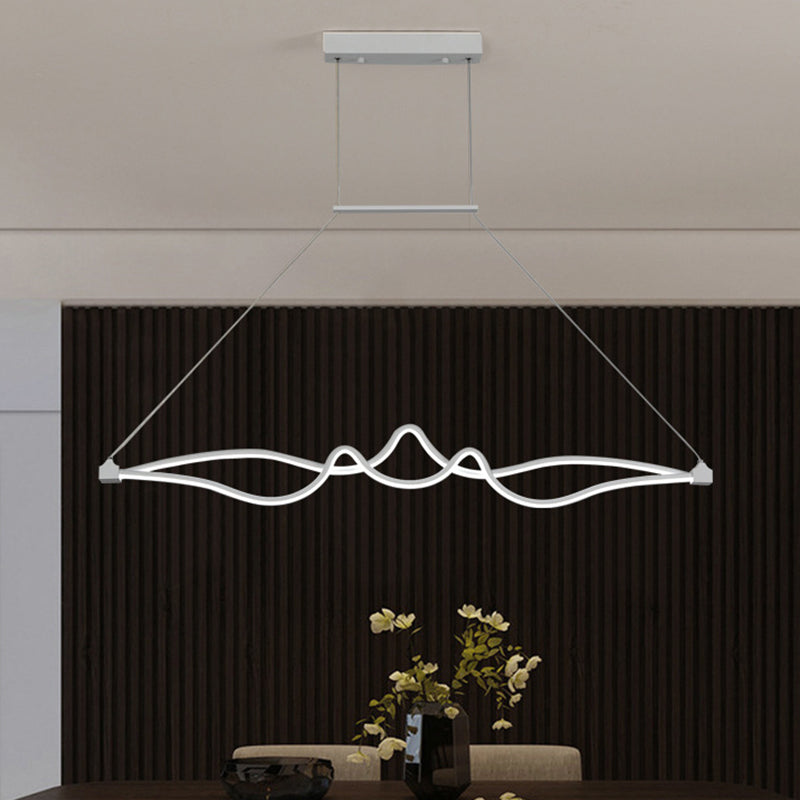 Nordic Aluminum Island Light Linear 2 Lights LED Island Pendant for Dining Room