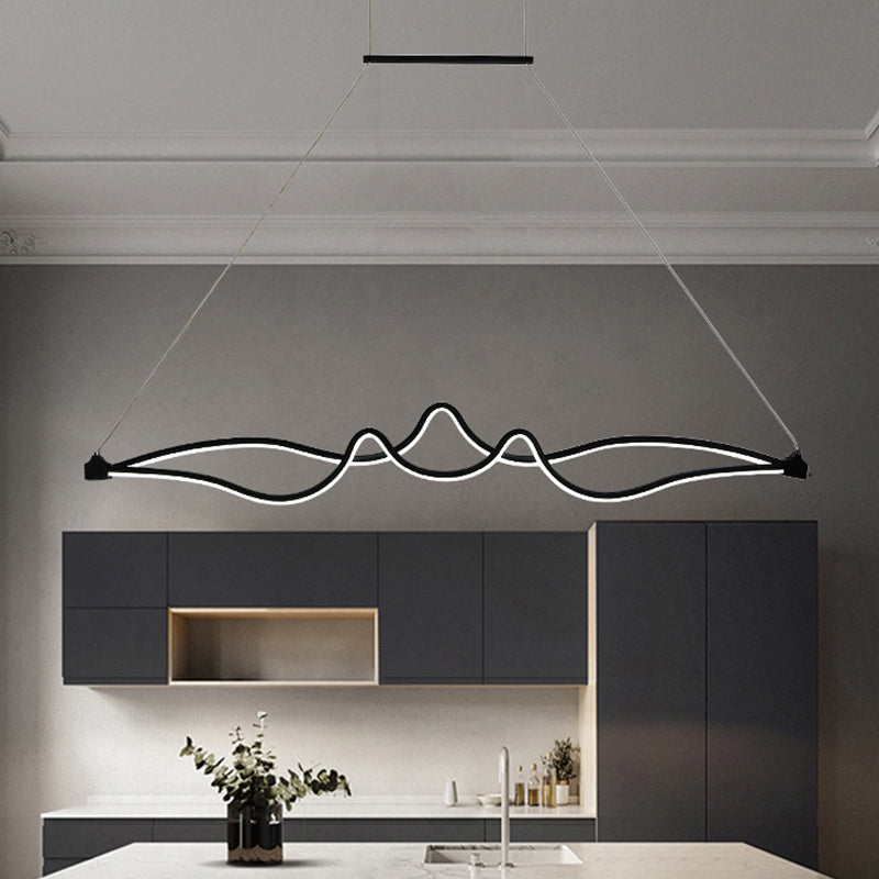 Nordic Aluminum Island Light Linear 2 Lights LED Island Pendant for Dining Room
