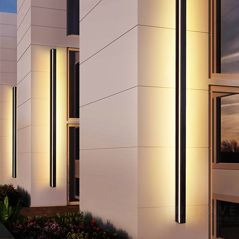 Modern Aluminum Wall Light Black Straight Shape LED Wall Sconce for Outdoors