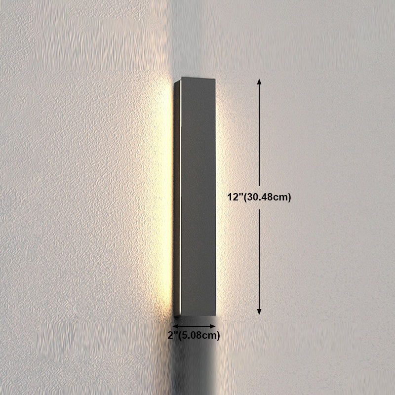 Modern Aluminum Wall Light Black Straight Shape LED Wall Sconce for Outdoors