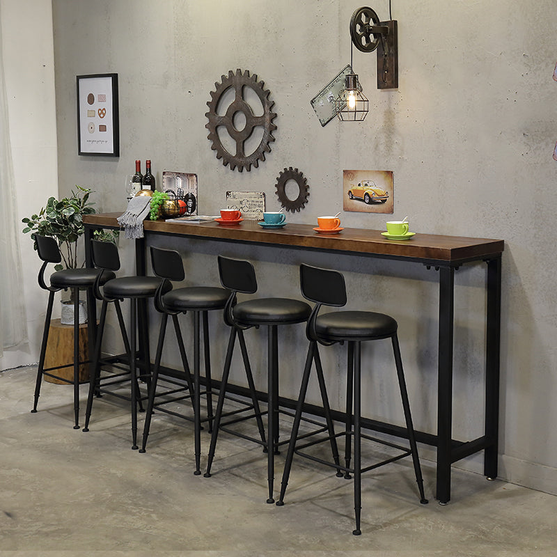 Coffee Shop Rectangle Wood Top Counter Table Iron Base Industrial Bar Table