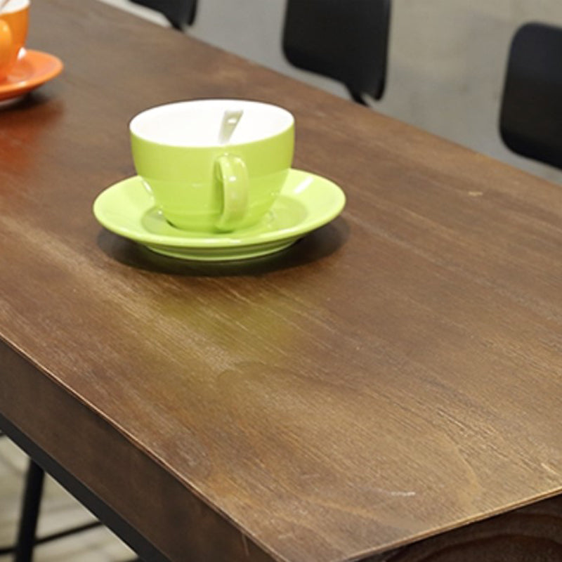 Coffee Shop Rectangle Wood Top Counter Table Iron Base Industrial Bar Table