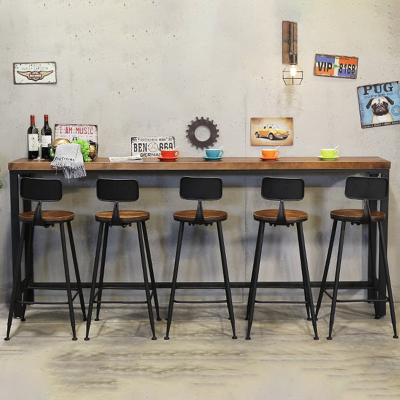 Coffee Shop Rectangle Wood Top Counter Table Iron Base Industrial Bar Table