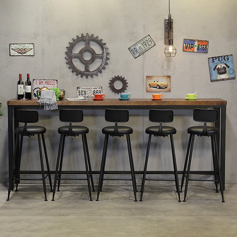 Coffee Shop Rectangle Wood Top Counter Table Iron Base Industrial Bar Table
