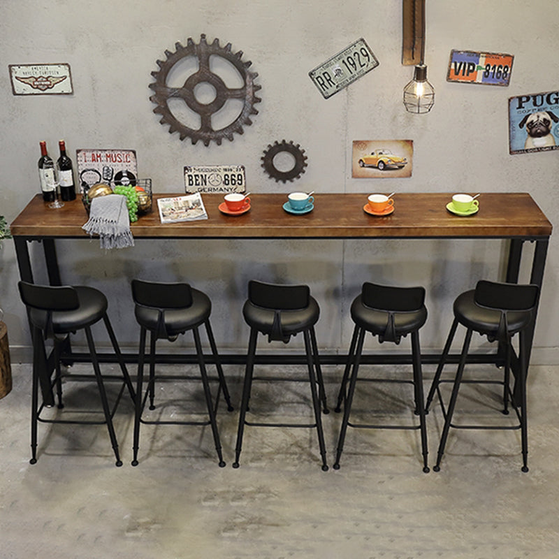 Coffee Shop Rectangle Wood Top Counter Table Iron Base Industrial Bar Table