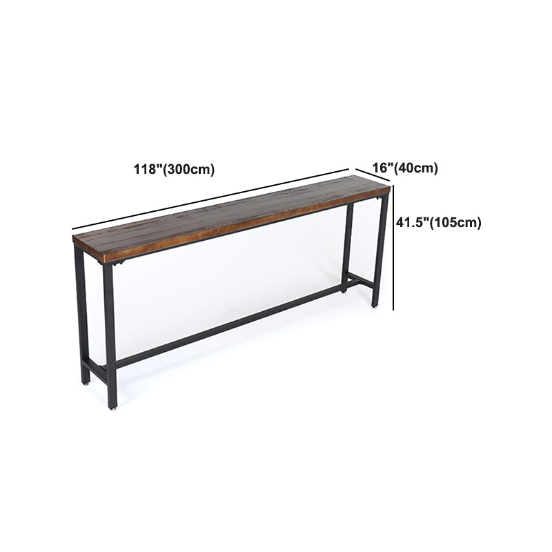Coffee Shop Rectangle Wood Top Counter Table Iron Base Industrial Bar Table