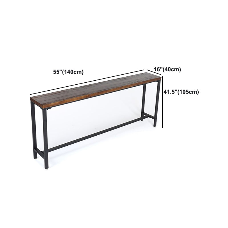 Coffee Shop Rectangle Wood Top Counter Table Iron Base Industrial Bar Table