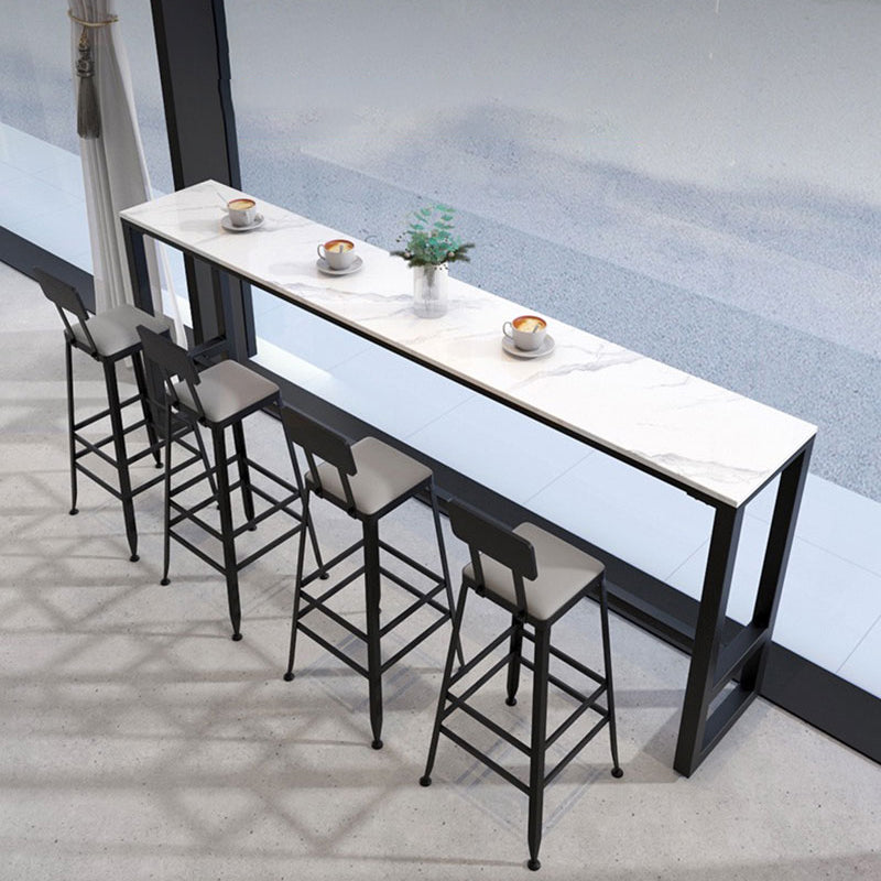 Rectangle Industrial Style Bar Table 42-inch Height Iron Pedestal Bistro Table