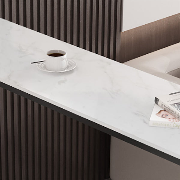 Stone Bar Dining Table Modern Rectangle Bar Table with Trestle Pedestal for Living Room