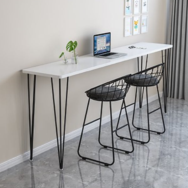 Wood Bar Dining Table Modern Rectangle Bar Table with 4 Legs Pedestal for Dessert Shop