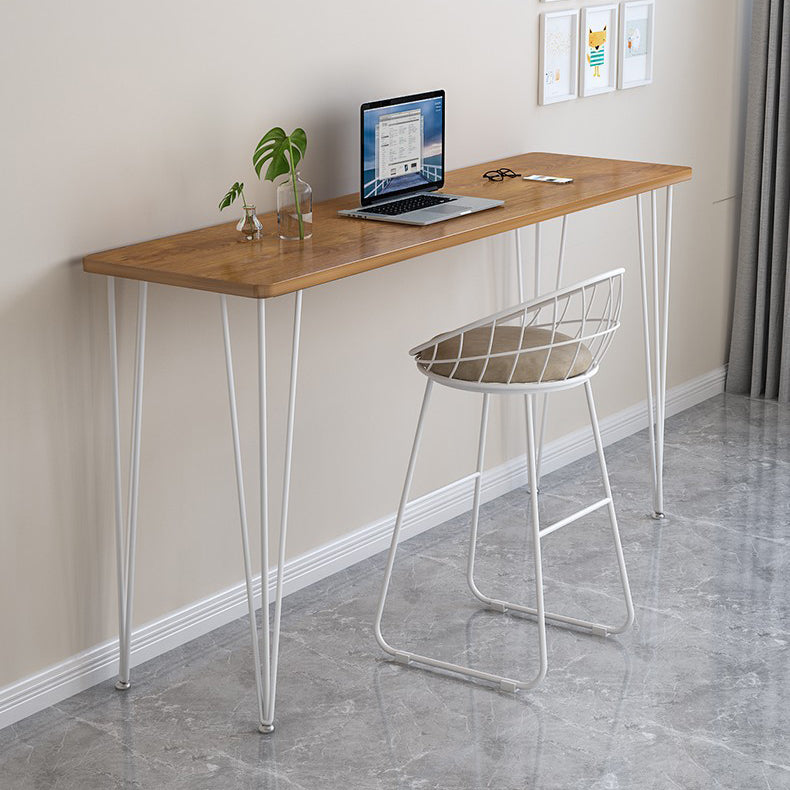 Wood Bar Dining Table Modern Rectangle Bar Table with 4 Legs Pedestal for Dessert Shop