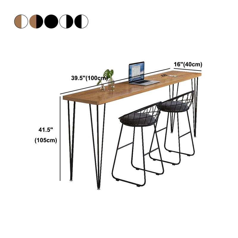 Wood Bar Dining Table Modern Rectangle Bar Table with 4 Legs Pedestal for Dessert Shop
