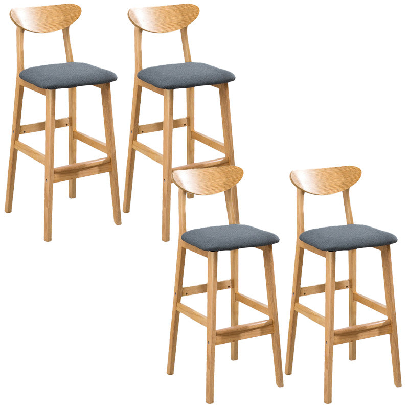 Modern Dessert Shop Oak Wood Stool Matte Finish Upholstered Bar Stools