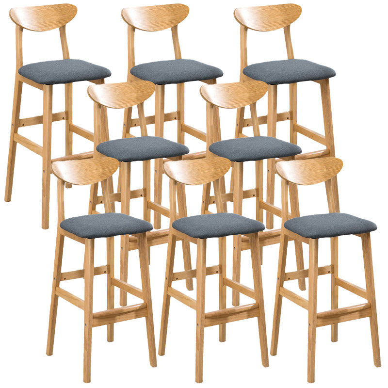 Modern Dessert Shop Oak Wood Stool Matte Finish Upholstered Bar Stools