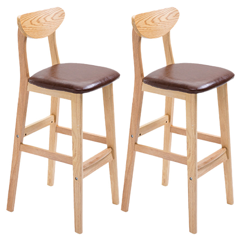 Modern Dessert Shop Oak Wood Stool Matte Finish Upholstered Bar Stools