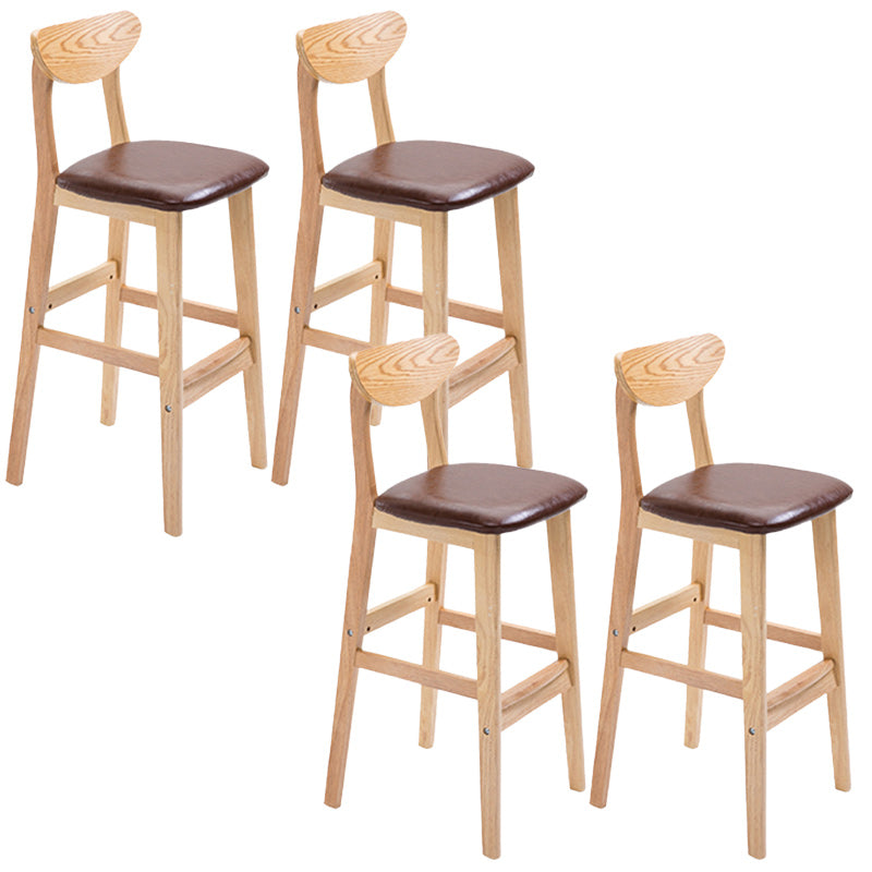 Modern Dessert Shop Oak Wood Stool Matte Finish Upholstered Bar Stools
