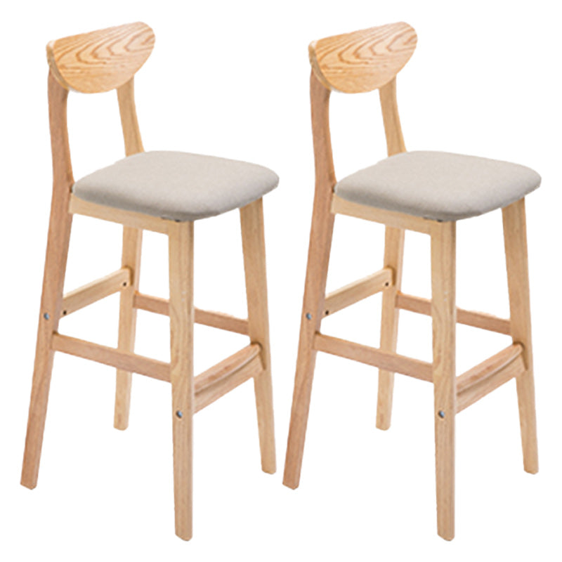 Modern Dessert Shop Oak Wood Stool Matte Finish Upholstered Bar Stools