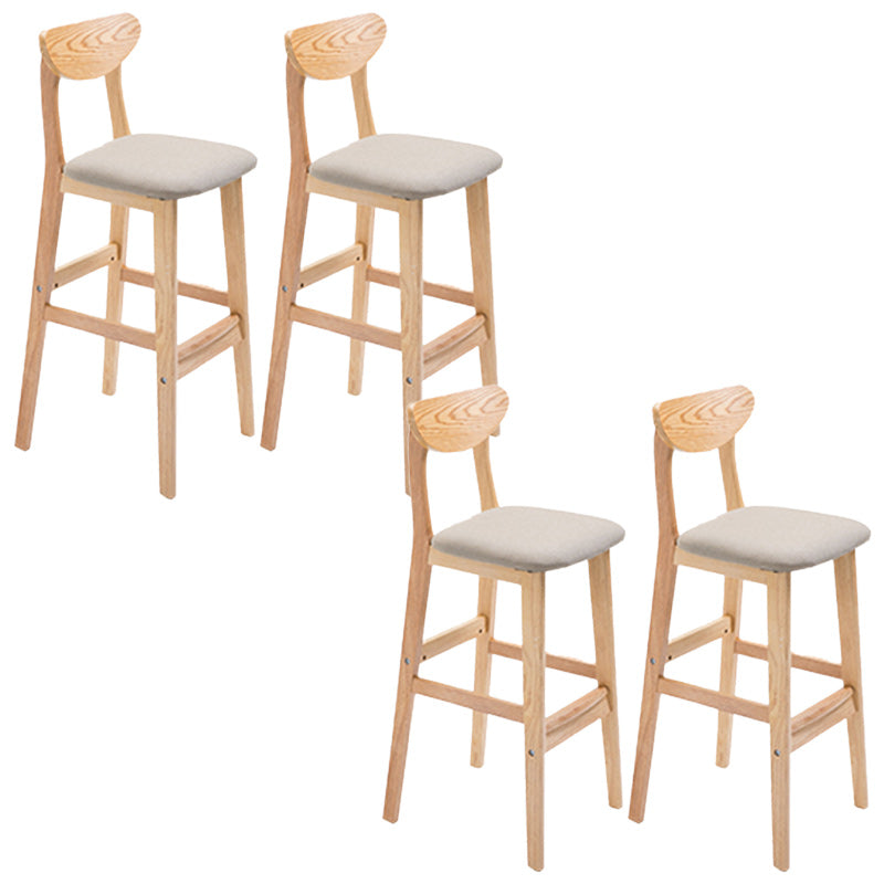 Modern Dessert Shop Oak Wood Stool Matte Finish Upholstered Bar Stools