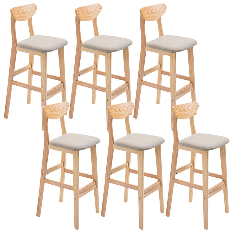 Modern Dessert Shop Oak Wood Stool Matte Finish Upholstered Bar Stools