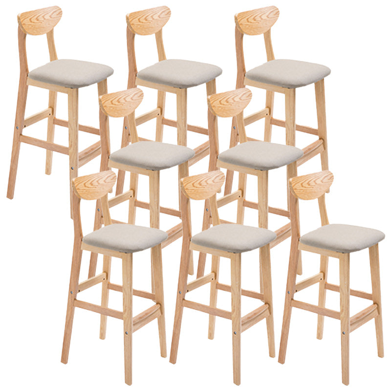 Modern Dessert Shop Oak Wood Stool Matte Finish Upholstered Bar Stools