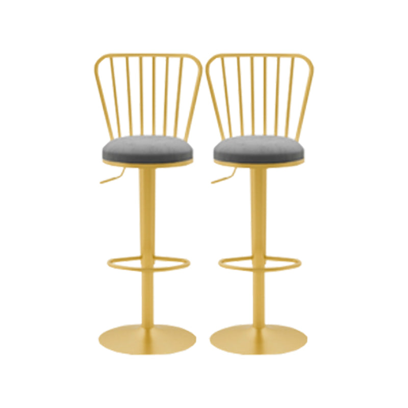 Glam Liftable Backrest Counter Stool Iron Cafe Bar Stool with Cushion and Pedal