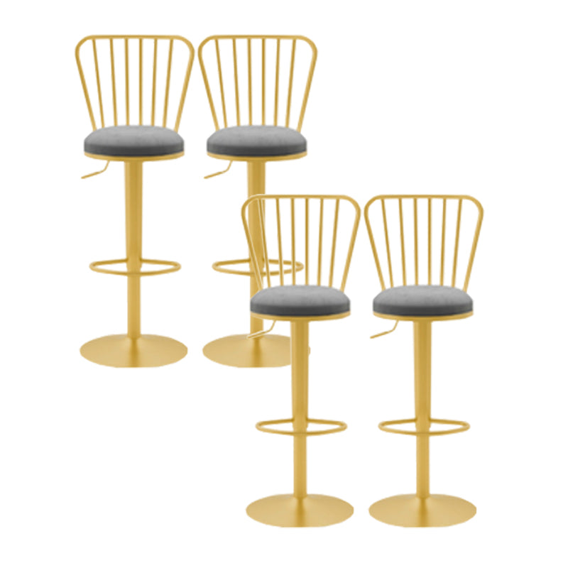 Glam Liftable Backrest Counter Stool Iron Cafe Bar Stool with Cushion and Pedal