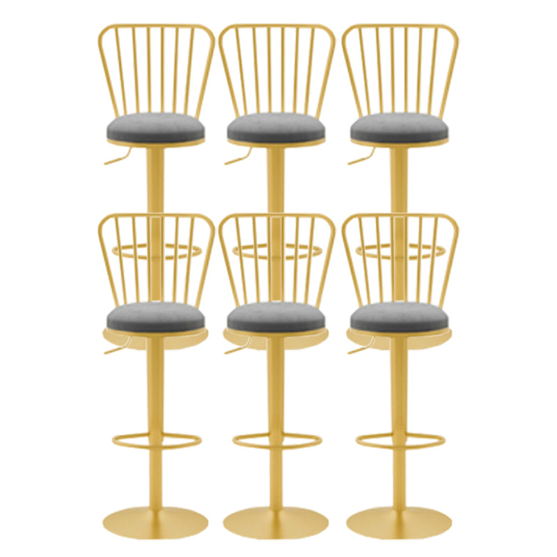 Glam Liftable Backrest Counter Stool Iron Cafe Bar Stool with Cushion and Pedal