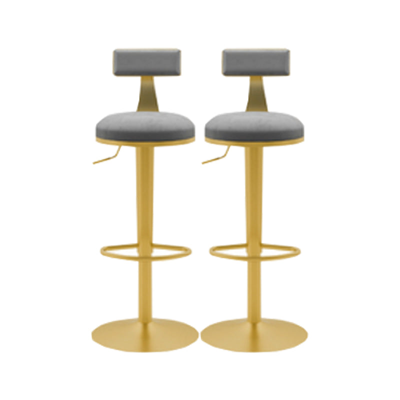 Glam Liftable Backrest Counter Stool Iron Cafe Bar Stool with Cushion and Pedal