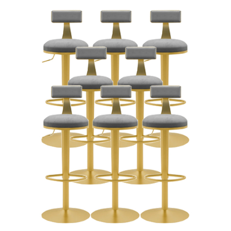 Glam Liftable Backrest Counter Stool Iron Cafe Bar Stool with Cushion and Pedal