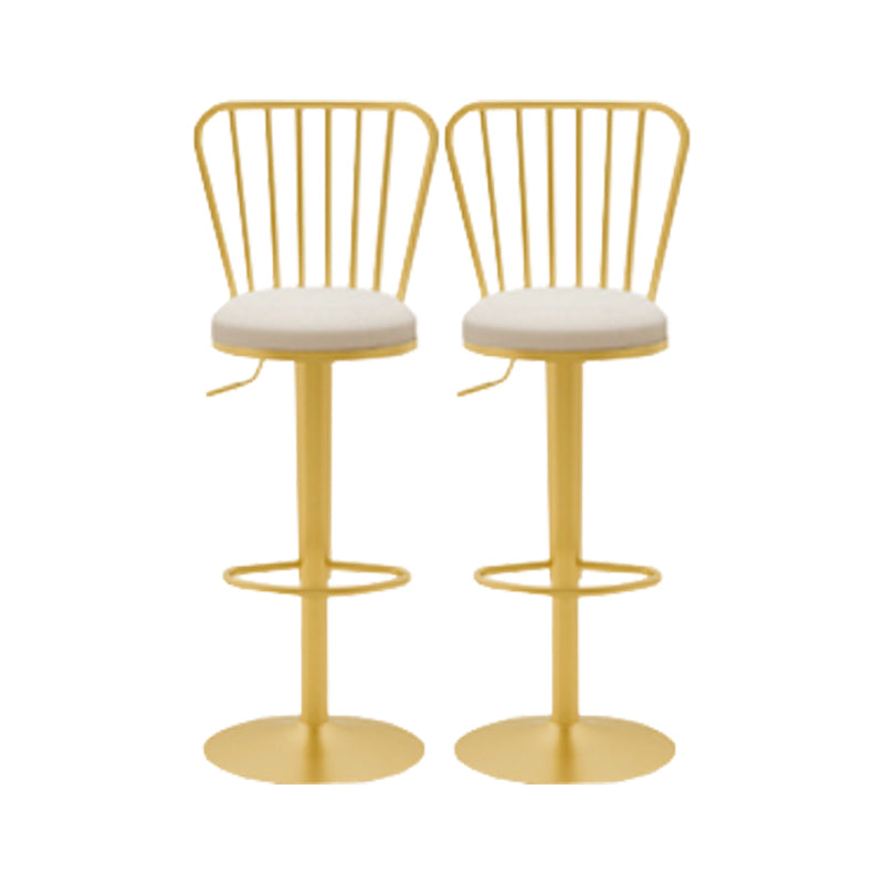 Glam Liftable Backrest Counter Stool Iron Cafe Bar Stool with Cushion and Pedal