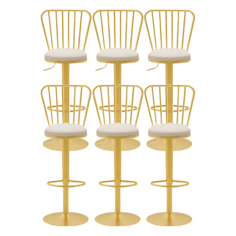 Glam Liftable Backrest Counter Stool Iron Cafe Bar Stool with Cushion and Pedal