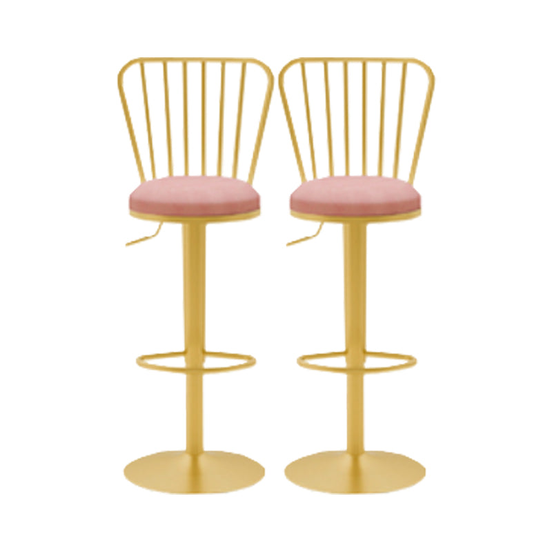 Glam Liftable Backrest Counter Stool Iron Cafe Bar Stool with Cushion and Pedal