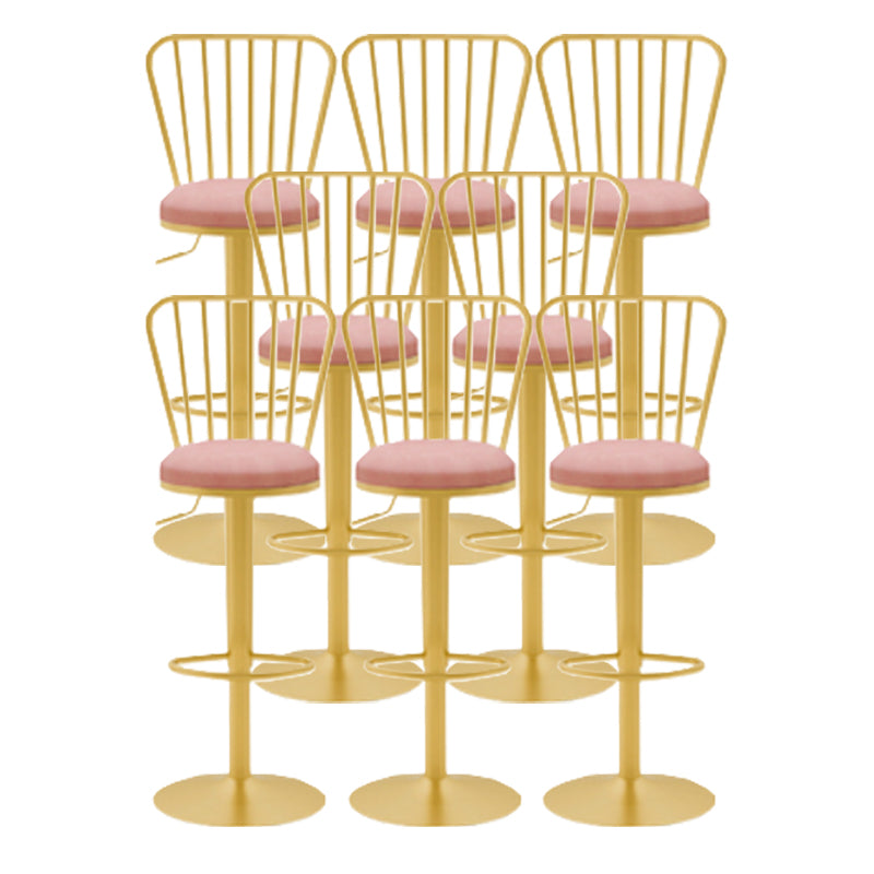Glam Liftable Backrest Counter Stool Iron Cafe Bar Stool with Cushion and Pedal