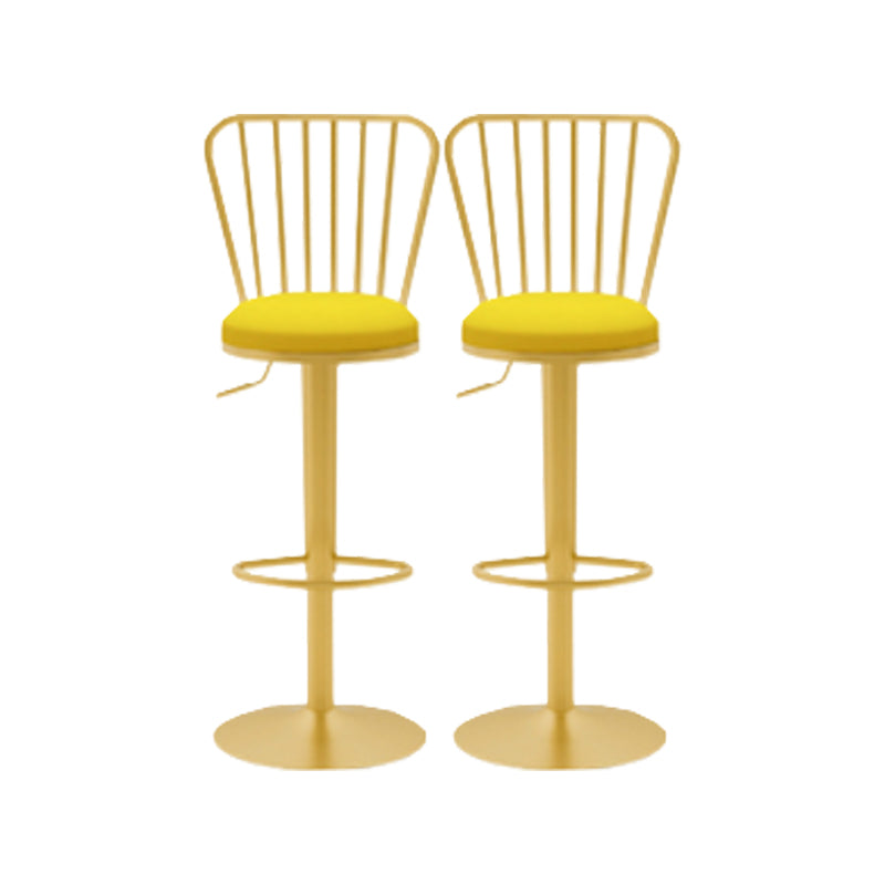 Glam Liftable Backrest Counter Stool Iron Cafe Bar Stool with Cushion and Pedal