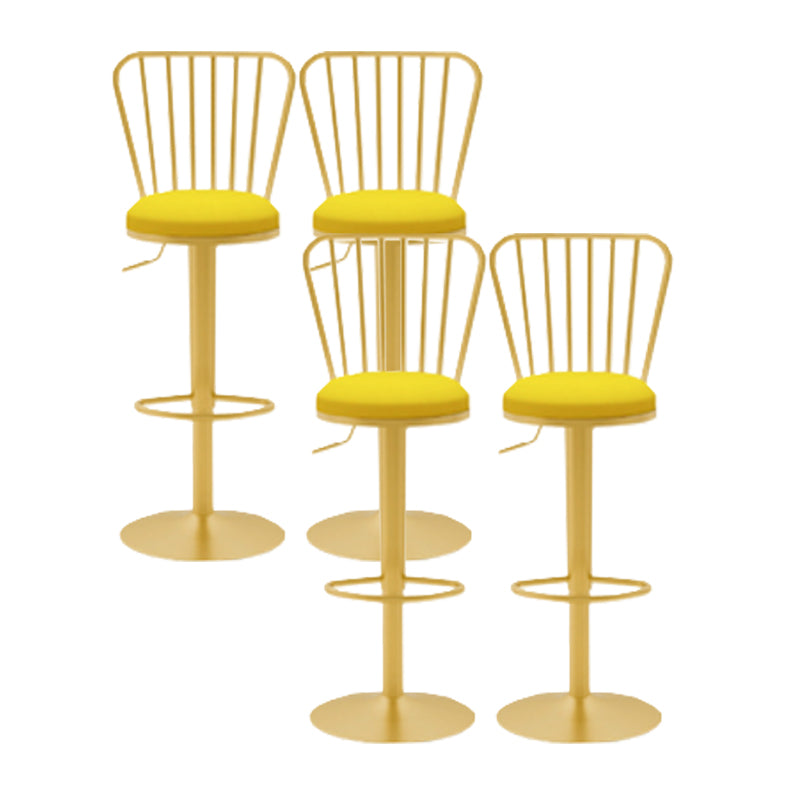 Glam Liftable Backrest Counter Stool Iron Cafe Bar Stool with Cushion and Pedal