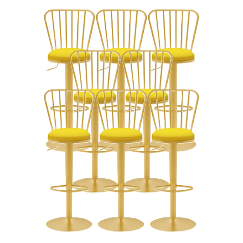 Glam Liftable Backrest Counter Stool Iron Cafe Bar Stool with Cushion and Pedal