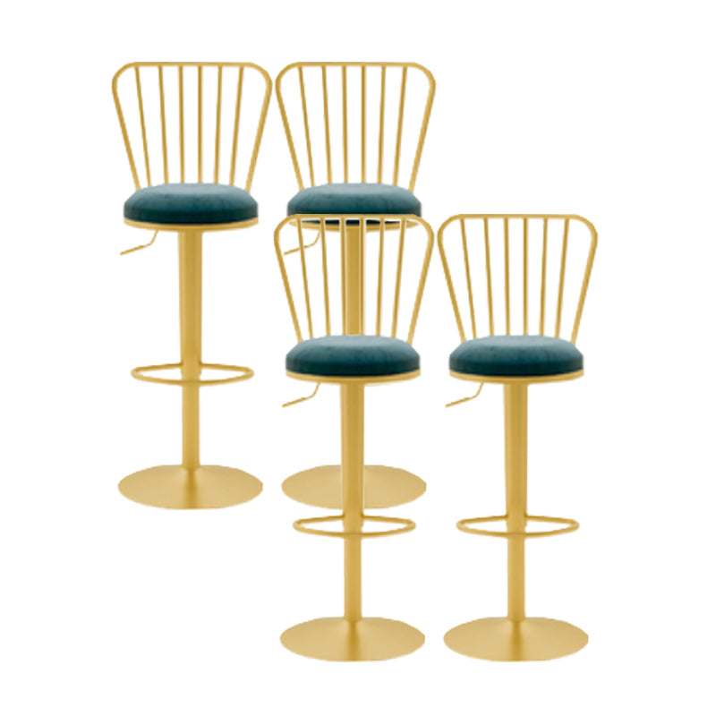 Glam Liftable Backrest Counter Stool Iron Cafe Bar Stool with Cushion and Pedal