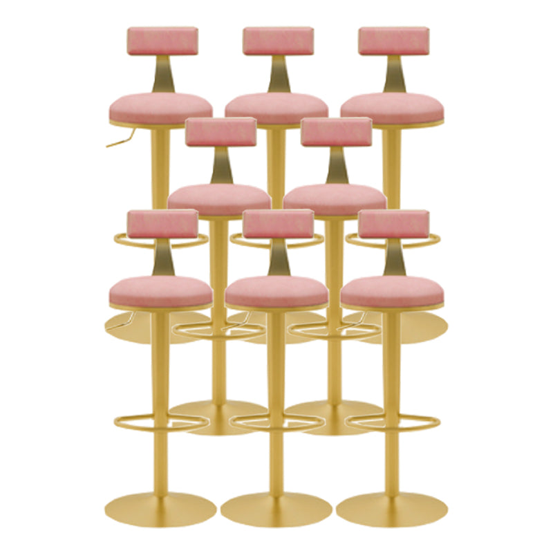 Glam Liftable Backrest Counter Stool Iron Cafe Bar Stool with Cushion and Pedal