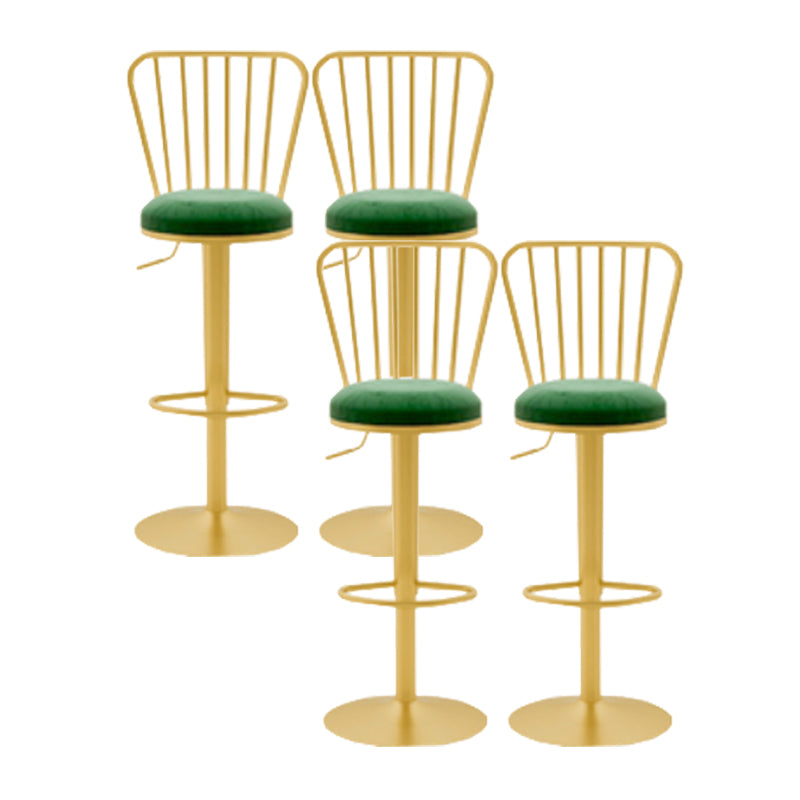Glam Liftable Backrest Counter Stool Iron Cafe Bar Stool with Cushion and Pedal