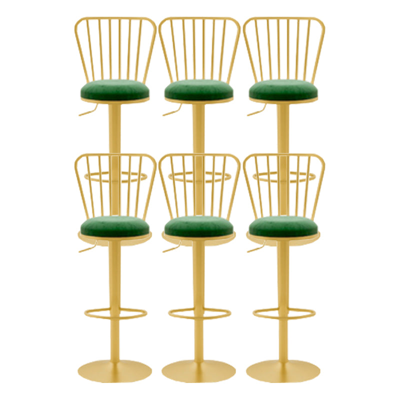 Glam Liftable Backrest Counter Stool Iron Cafe Bar Stool with Cushion and Pedal