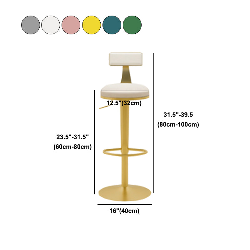 Glam Liftable Backrest Counter Stool Iron Cafe Bar Stool with Cushion and Pedal