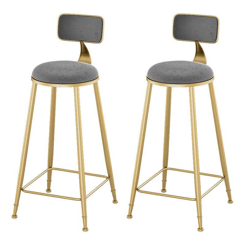 Glam Living Room Counter Chair Round Footrest Metal Counter Bar Stool with Cushion
