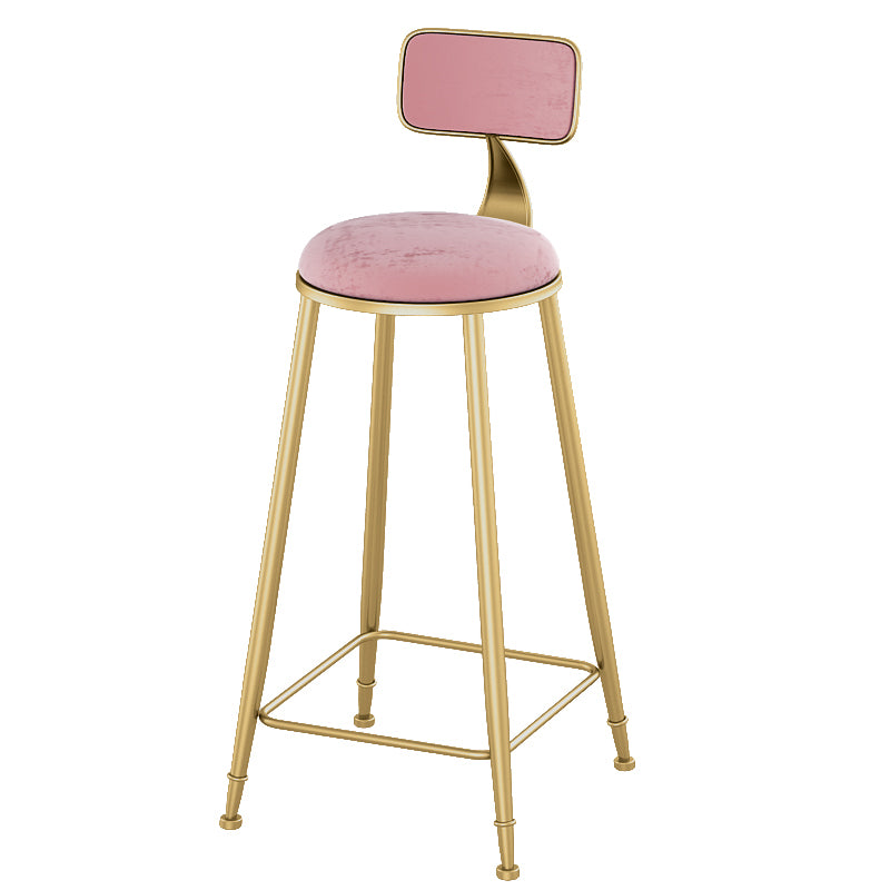 Glam Living Room Counter Chair Round Footrest Metal Counter Bar Stool with Cushion
