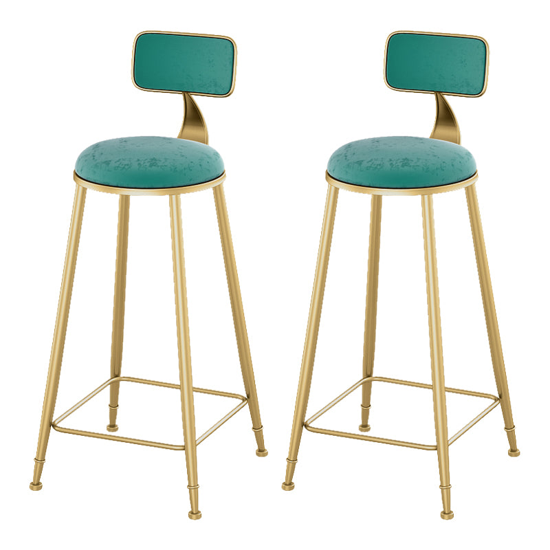 Glam Living Room Counter Chair Round Footrest Metal Counter Bar Stool with Cushion