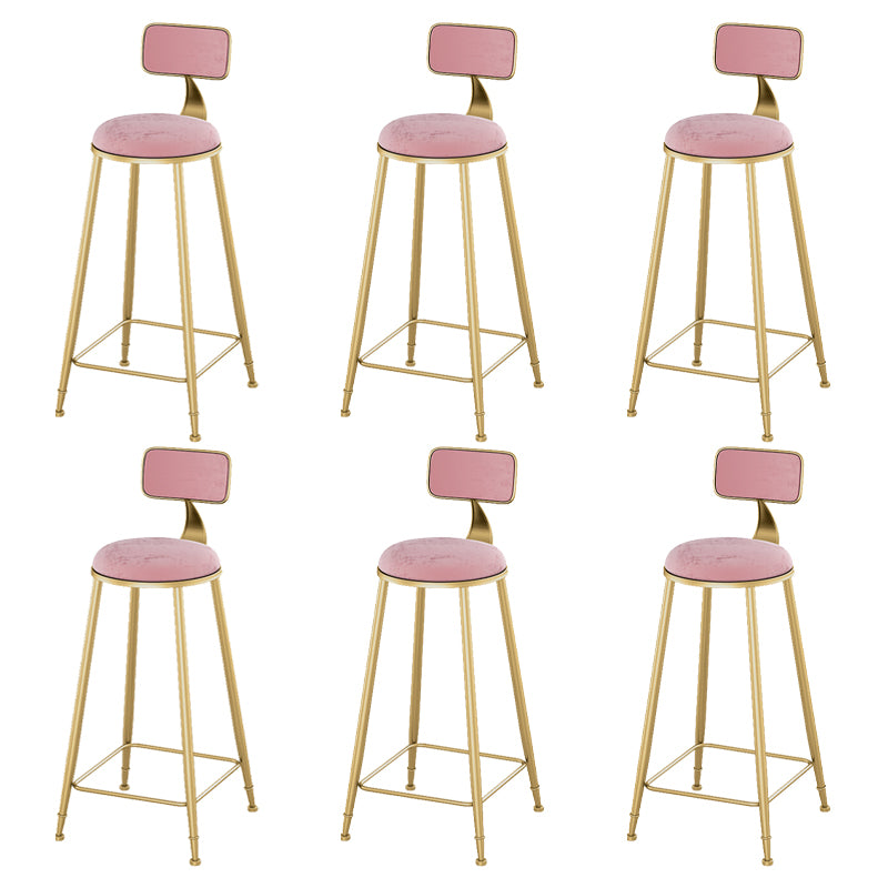 Glam Living Room Counter Chair Round Footrest Metal Counter Bar Stool with Cushion