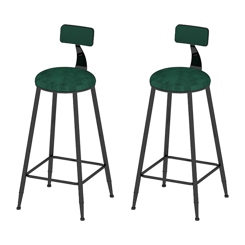 Round Scandinavian Low Back Counter & Bar Stool Metal Counter Chair with Cushion