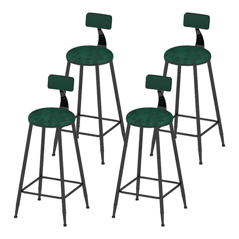 Round Scandinavian Low Back Counter & Bar Stool Metal Counter Chair with Cushion