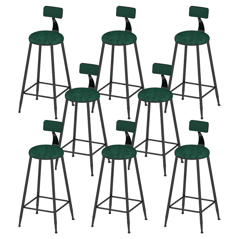 Round Scandinavian Low Back Counter & Bar Stool Metal Counter Chair with Cushion